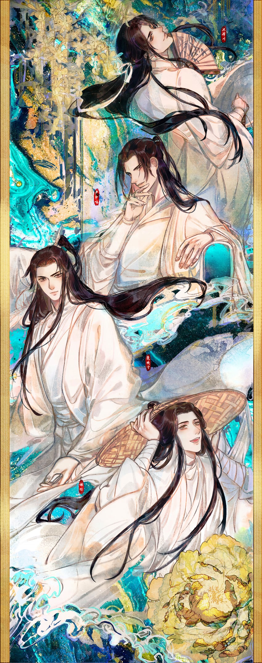 xie lian, chu wanning, shen zechuan, and yan zhengming (tianguan cifu and 3 more) drawn by baku-jo_yado