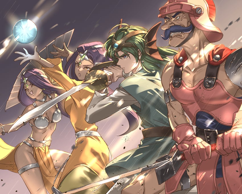 manya, minea, hero, and ryan (dragon quest and 1 more) drawn by makuramuika