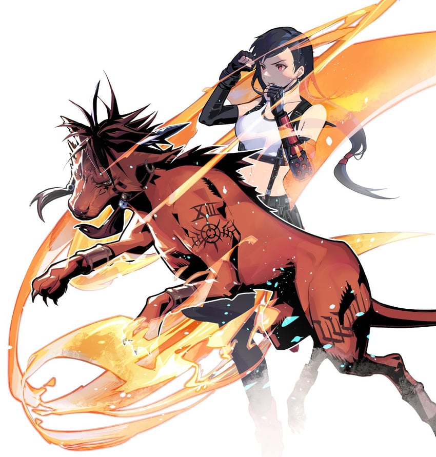 tifa lockhart and red xiii (final fantasy and 2 more) drawn by cofffee
