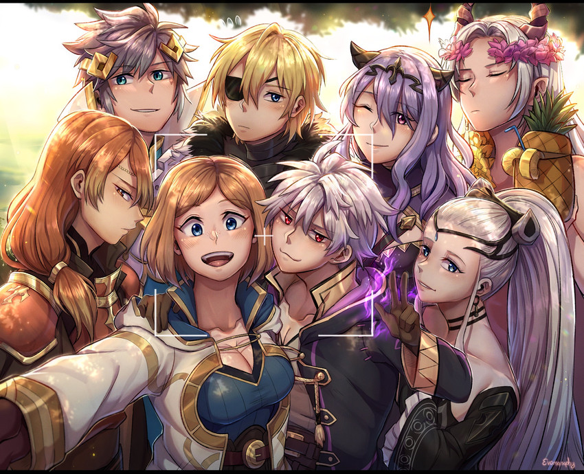 dimitri alexandre blaiddyd, camilla, male robin, kiran, eir, and 4 more (fire emblem and 4 more) drawn by evomanaphy