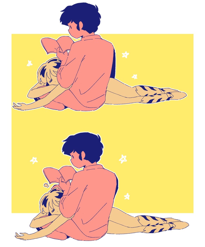 lum and moroboshi ataru (urusei yatsura) drawn by lizze_35