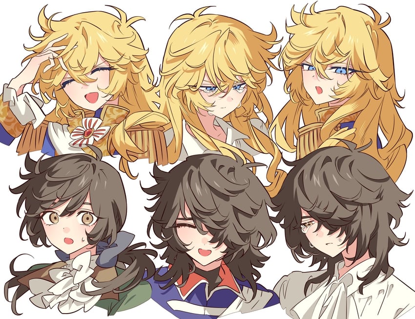 oscar francois de jarjayes and andre grandier (versailles no bara) drawn by meremero