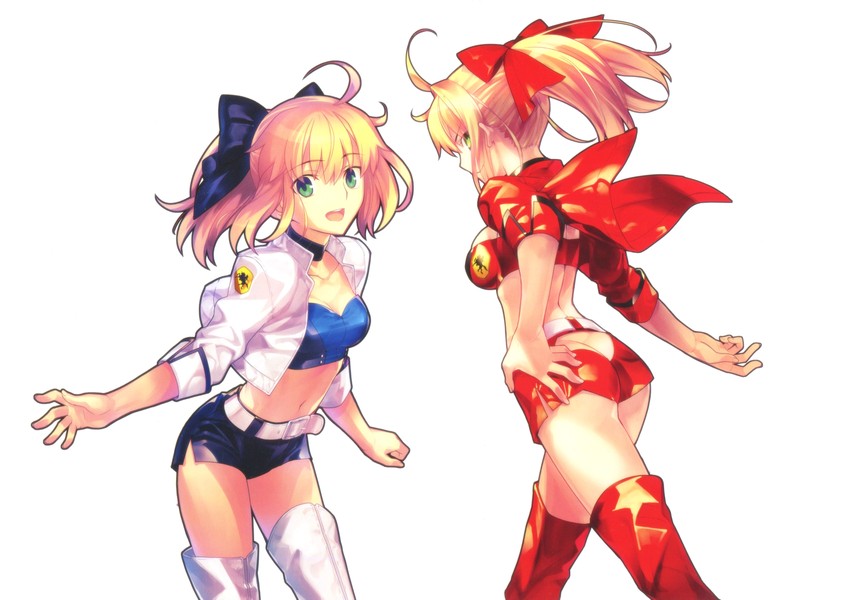 artoria pendragon, saber, and nero claudius (fate and 2 more) drawn by takeuchi_takashi