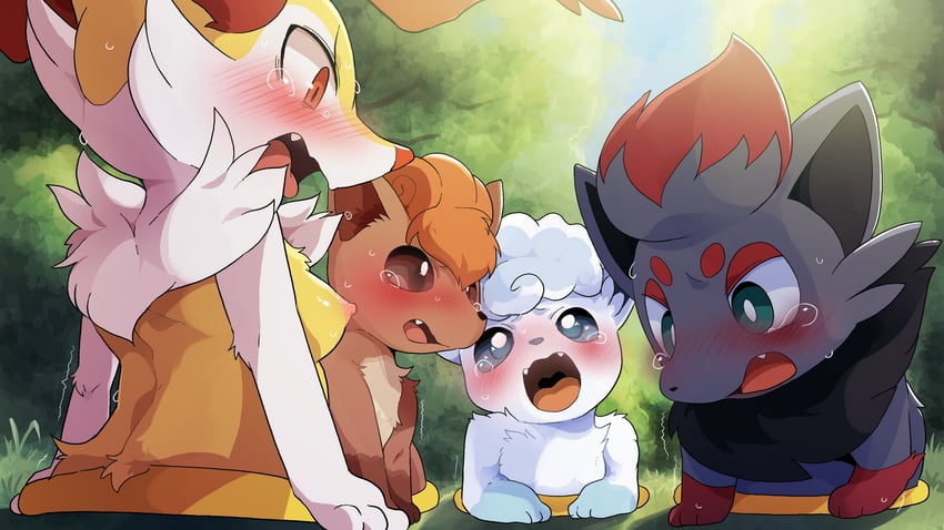 braixen, alolan vulpix, vulpix, and zorua (pokemon) drawn by dagasi