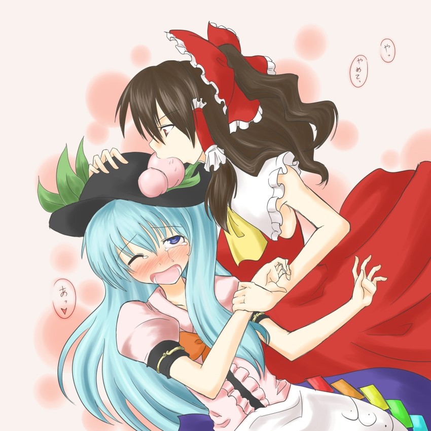 hakurei reimu and hinanawi tenshi (touhou) drawn by toritora