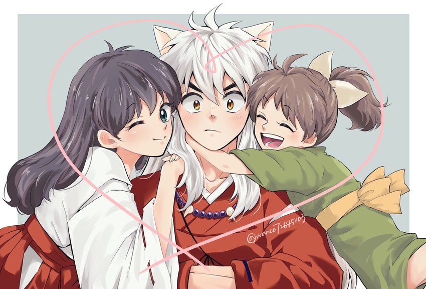 inuyasha, higurashi kagome, and moroha (inuyasha and 1 more) drawn by wanco_(pixiv32209378)