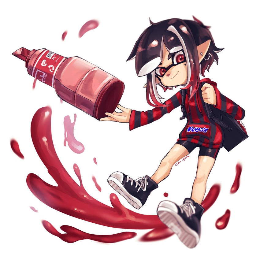 inkling player character, inkling girl, and clau (splatoon and 1 more) drawn by norishiitsu