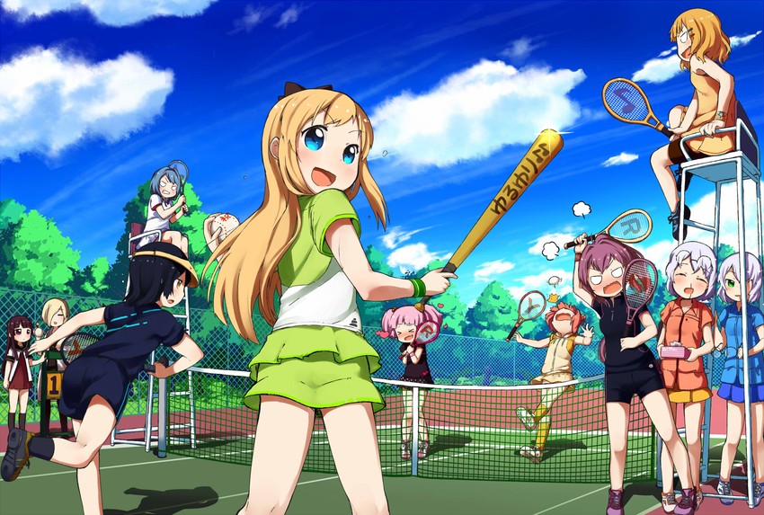 toshinou kyouko, akaza akari, funami yui, yoshikawa chinatsu, oomuro sakurako, and 6 more (yuruyuri) drawn by muku_(muku-coffee)