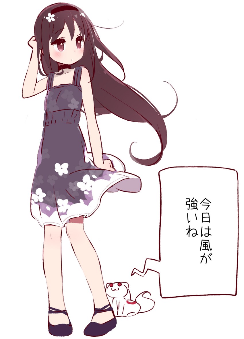 akemi homura and kyubey (mahou shoujo madoka magica) drawn by yoru_nai