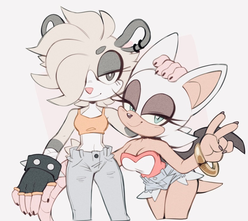rouge the bat and sid (original and 1 more) drawn by kaijumilk_(milkchaotea)