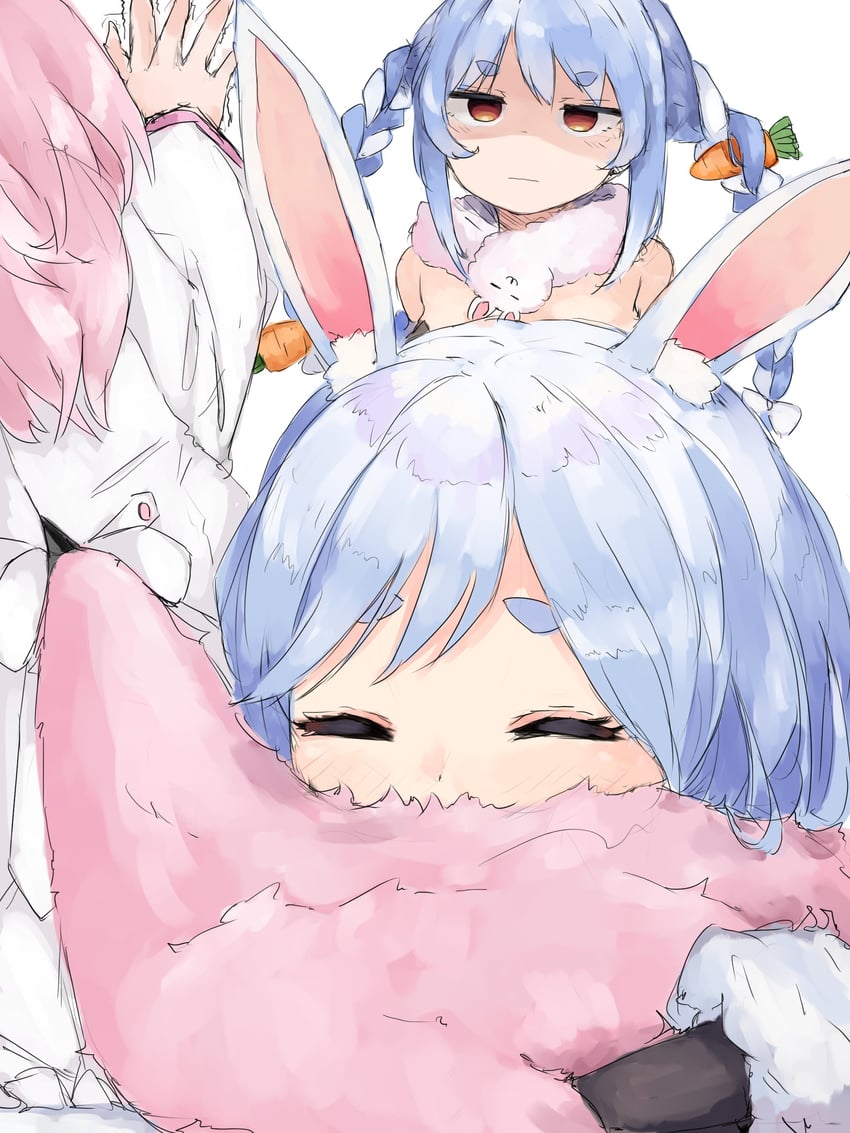 usada pekora, hakui koyori, don-chan, and pekomama (hololive) drawn by suzu_coconatu