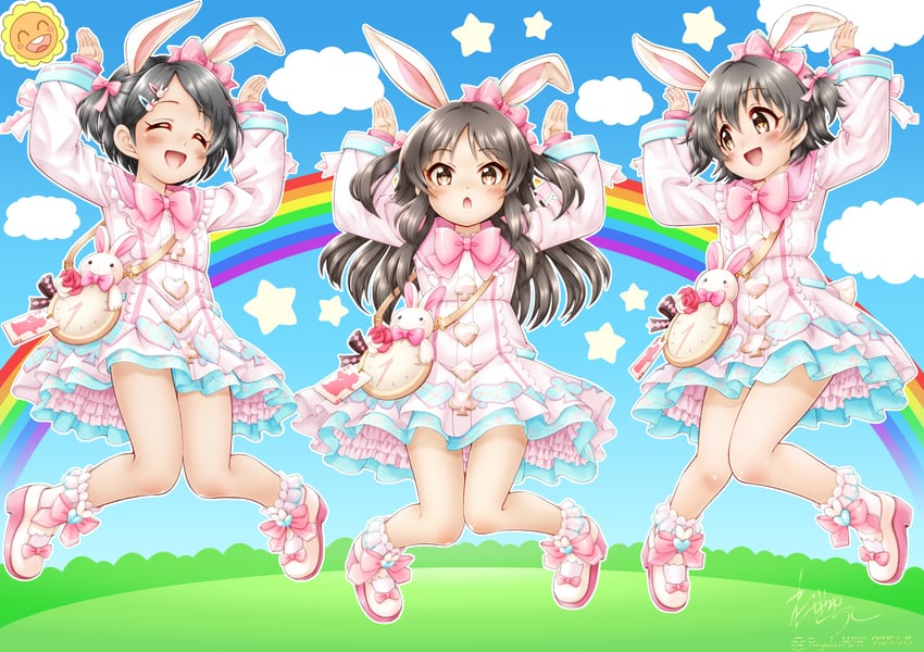 tachibana arisu, akagi miria, and sasaki chie (idolmaster and 2 more) drawn by regular_mow