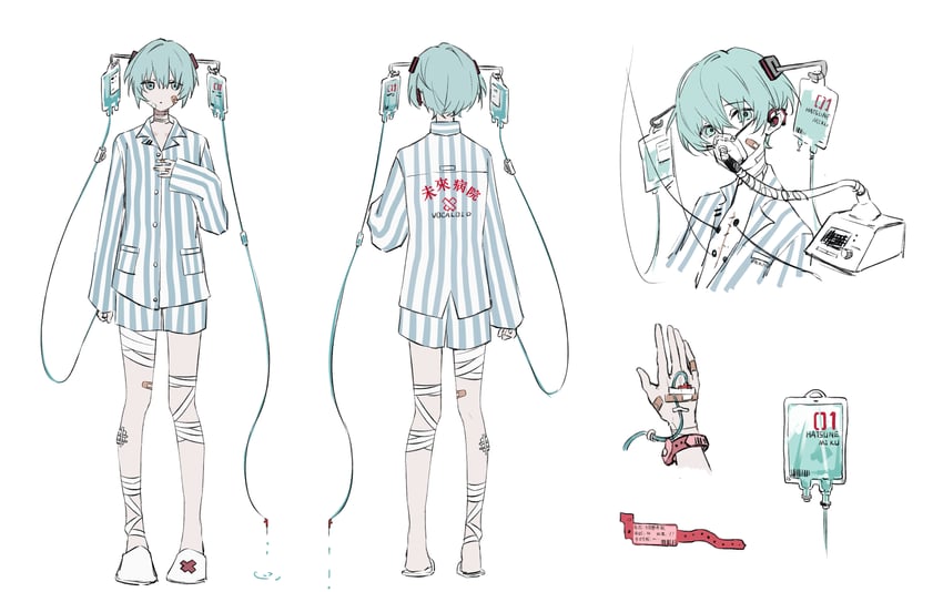 hatsune miku and sick miku (vocaloid) drawn by twitwiii