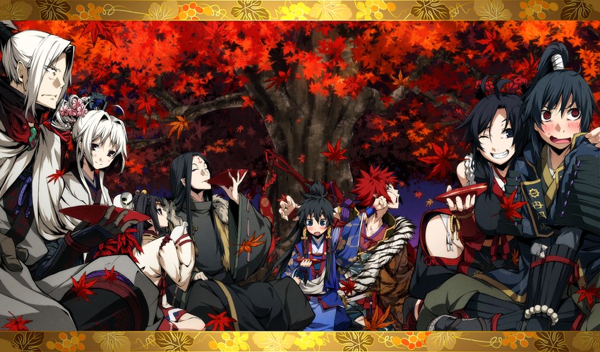 kyougetsu sakuya, koga rindou, mikado ryuusui, kujou shiori, sakagami habaki, and 3 more (shinza bansho series and 1 more) drawn by g_yuusuke