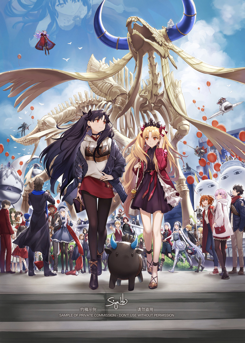 mash kyrielight, fujimaru ritsuka, tohsaka rin, matou sakura, cu chulainn, and 62 more (fate and 7 more) drawn by siya_ho