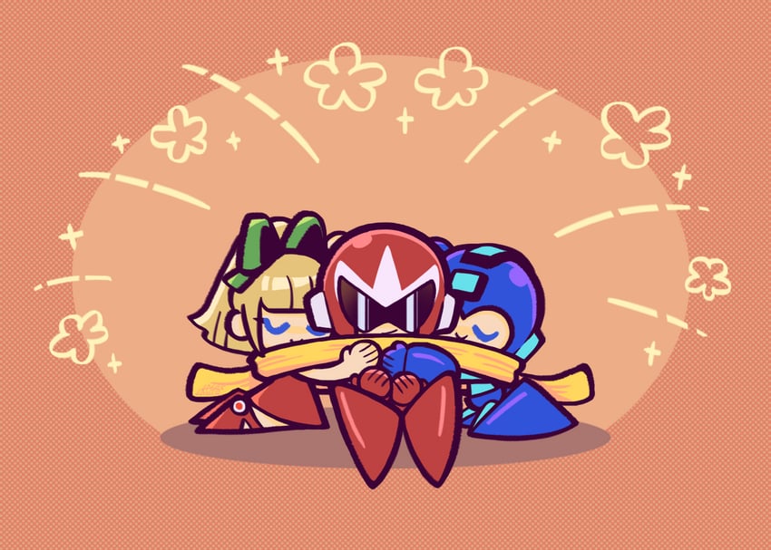 roll, mega man, and proto man (mega man) drawn by laser-lance