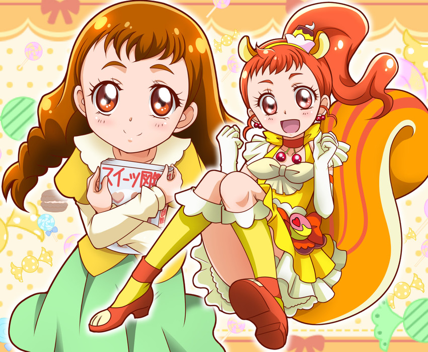 arisugawa himari and cure custard (precure and 1 more) drawn by hanzou