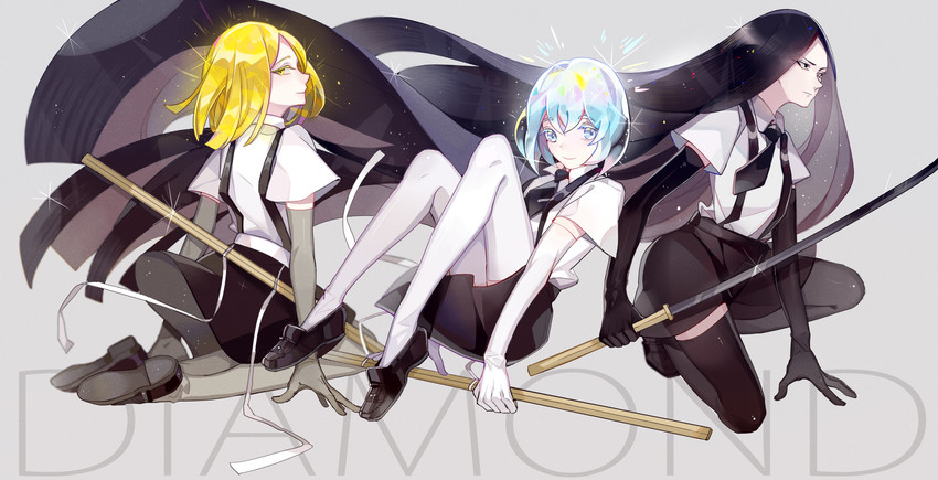 diamond, bort, and yellow diamond (houseki no kuni) drawn by longyu