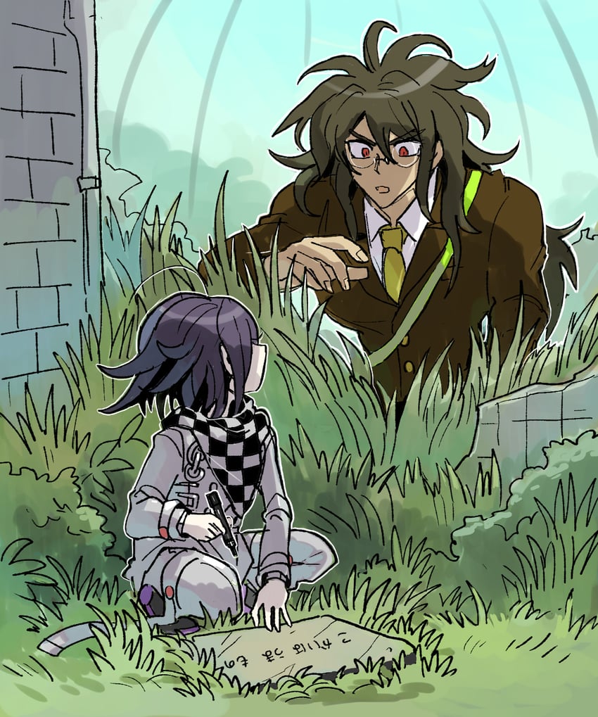 oma kokichi and gokuhara gonta (danganronpa and 1 more) drawn by kumakoro_(tetsupag)
