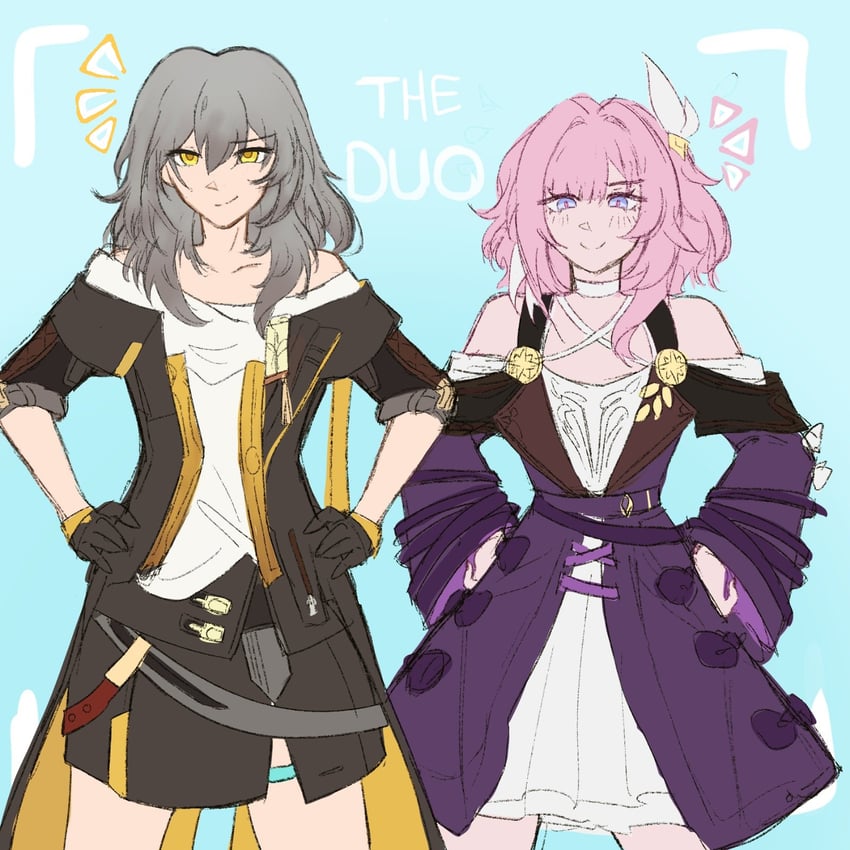 trailblazer, stelle, and cyrene (honkai and 1 more) drawn by cyrene_daily