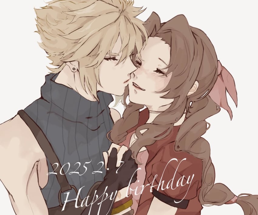 cloud strife and aerith gainsborough (final fantasy and 2 more) drawn by nitijoy2