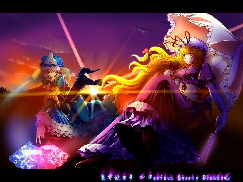yakumo yukari and saigyouji yuyuko (touhou) drawn by tsuki_hana
