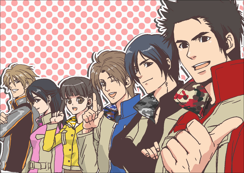 mamiya natsuki, nishihori sakura, akashi satoru, takaoka eiji, and inou masumi (super sentai and 1 more) drawn by d-red