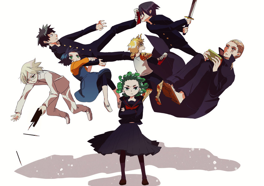 tatsumaki, fubuki, saitama, genos, onsoku no sonic, and 2 more (one-punch man) drawn by una_(mazinger)