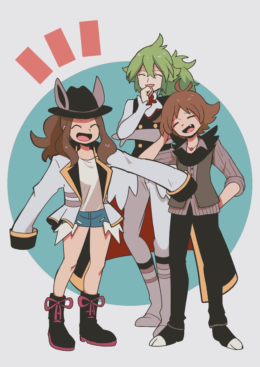 hilda, hilbert, and n (pokemon and 2 more) drawn by nam_(namart76)