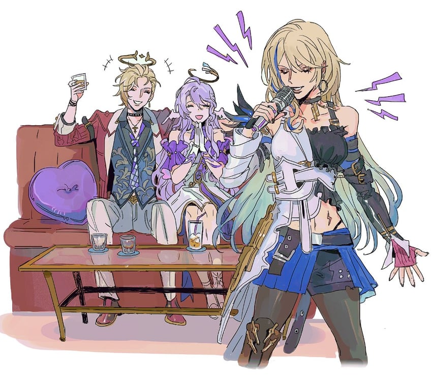 robin, serval landau, and siobhan (honkai and 1 more) drawn by bunnyclvb