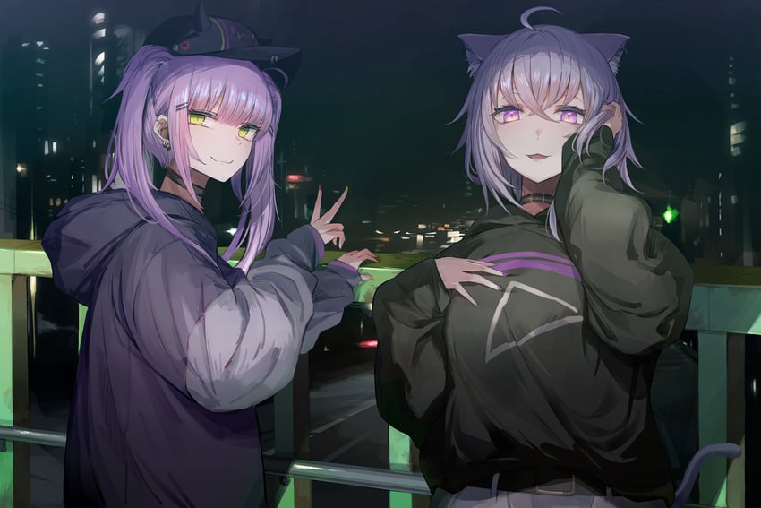 nekomata okayu, tokoyami towa, and bibi (hololive) drawn by miyabino_(miyabi1616)