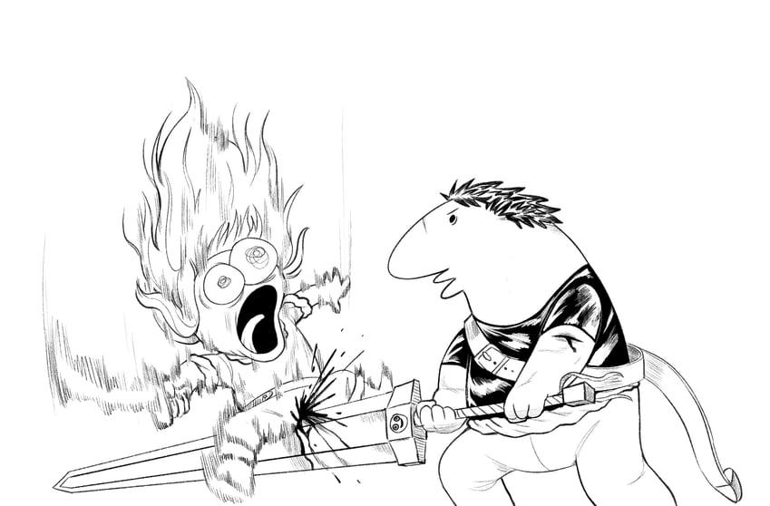 guts, griffith, charlie dompler, and pim pimling (berserk and 1 more) drawn by jinjango