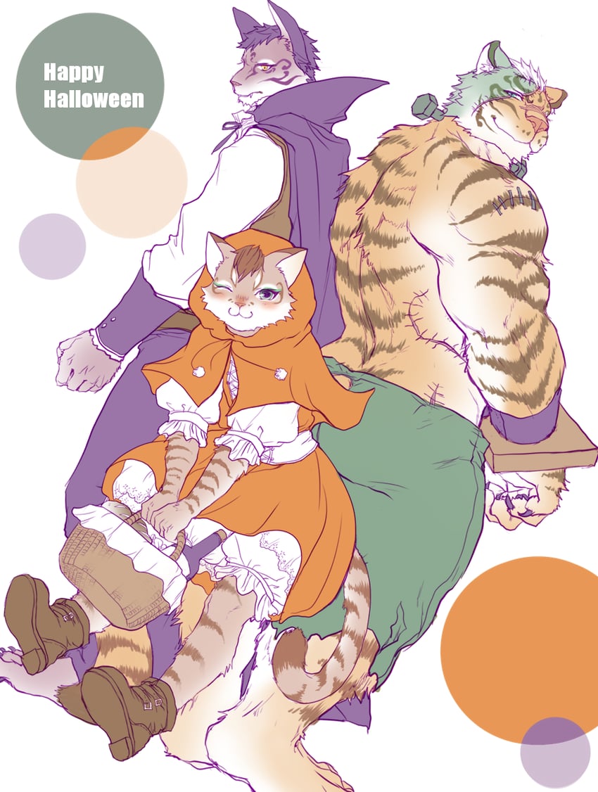 little red riding hood, frankenstein's monster, lin hu, likulau, and shu chi (nekojishi) drawn by chillasan
