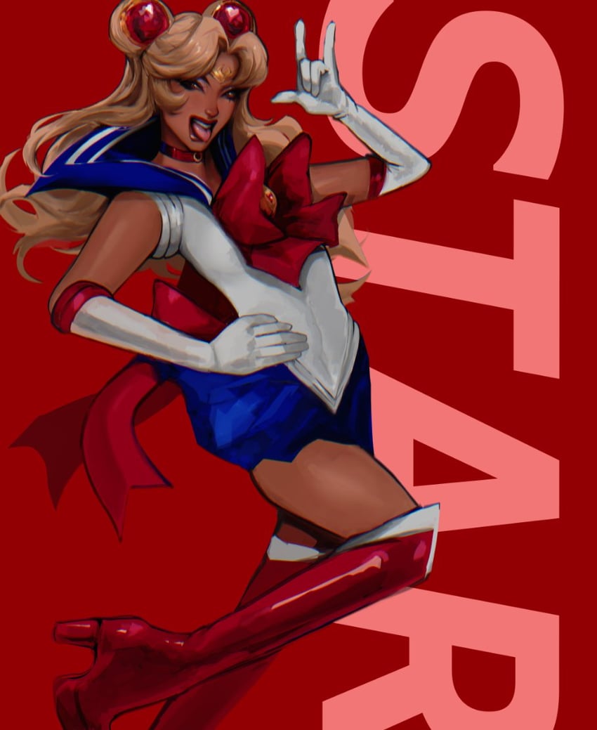 sailor moon and megan thee stallion (bishoujo senshi sailor moon and 1 more) drawn by succubxtch