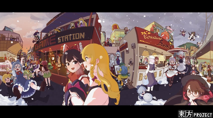 hakurei reimu, kirisame marisa, remilia scarlet, flandre scarlet, izayoi sakuya, and 78 more (touhou) drawn by dro_(eveveb_414)