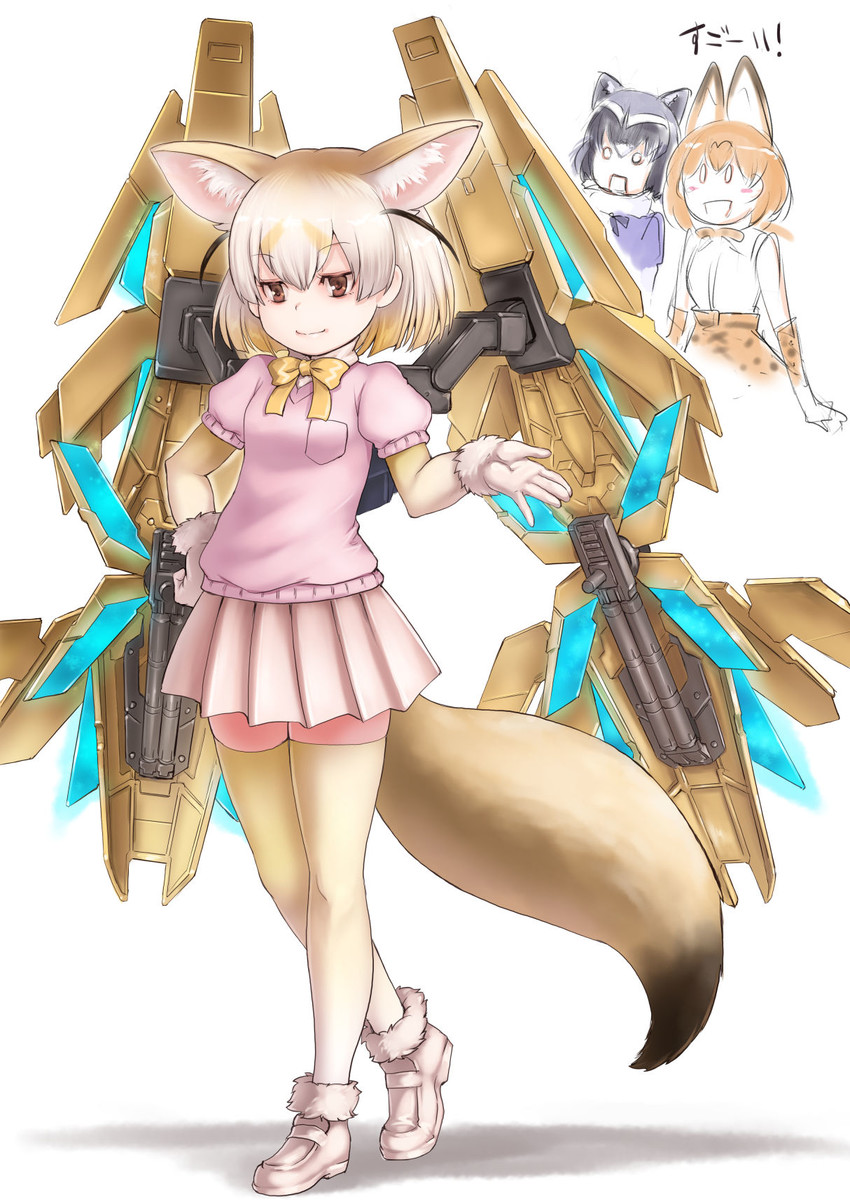 serval, common raccoon, fennec, and unicorn gundam phenex (gundam and 2 more) drawn by kosai_takayuki
