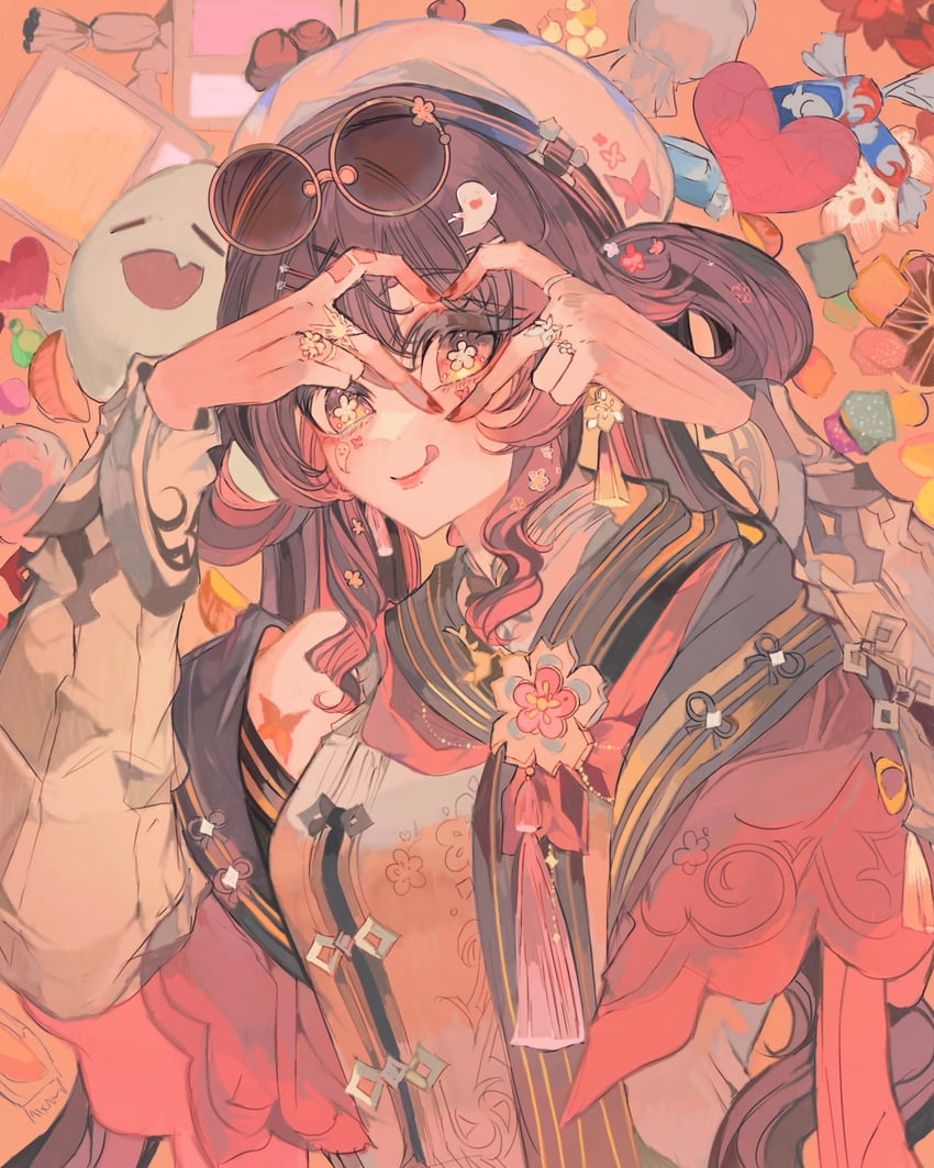 boo tao and hu tao (genshin impact) drawn by ichigoh