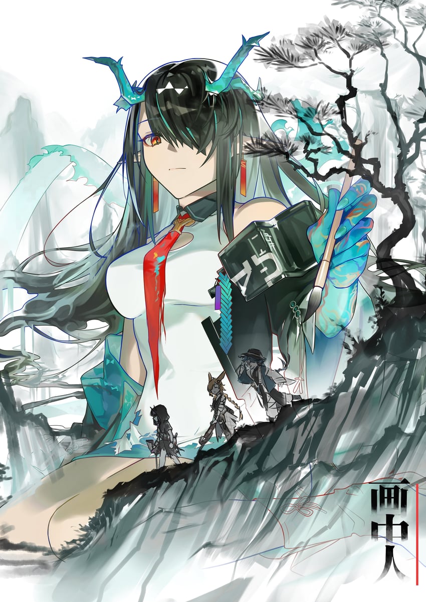 dusk, kroos, lava, kroos the keen glint, lava the purgatory, and 1 more (arknights) drawn by furiwo