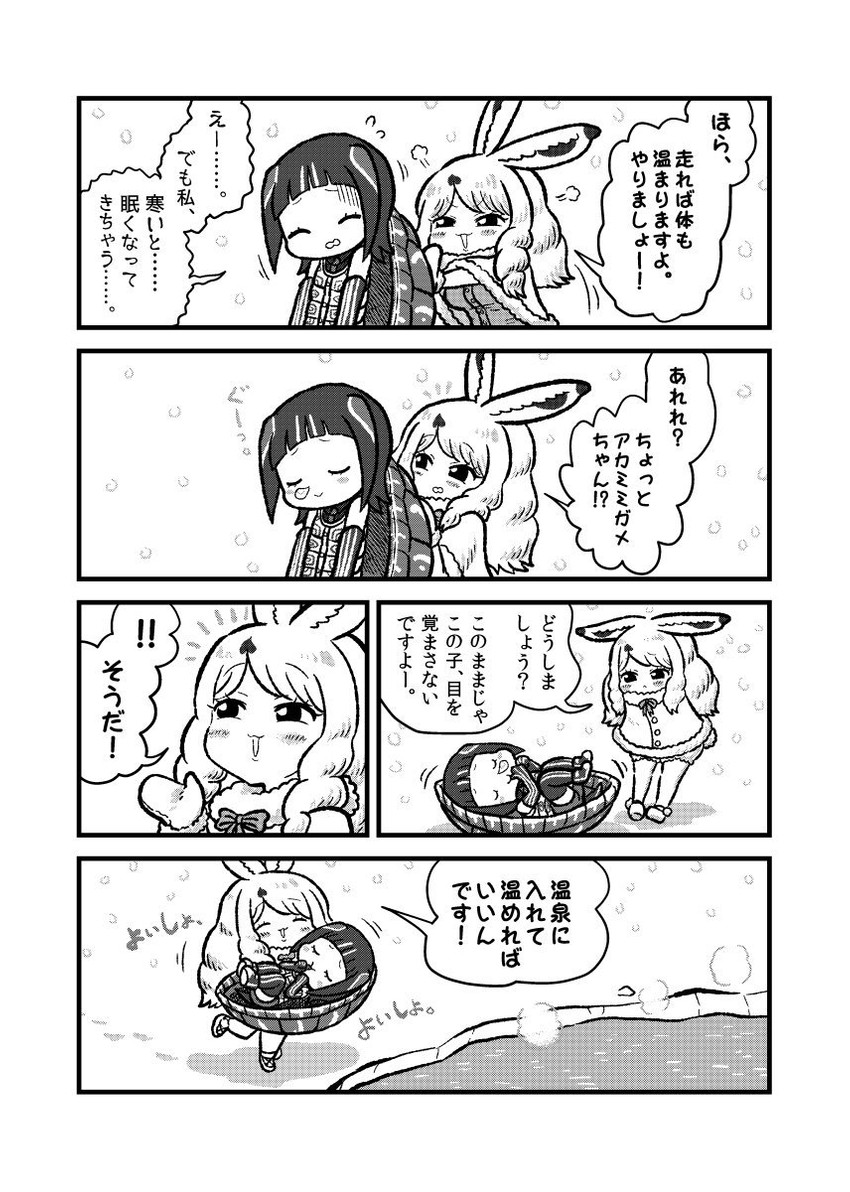 arctic hare and red-eared slider (kemono friends) drawn by kotobuki_(tiny_life)