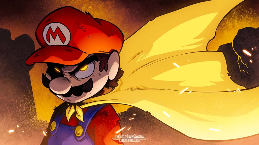 mario and cape mario (mario and 3 more) drawn by brandon_santiago