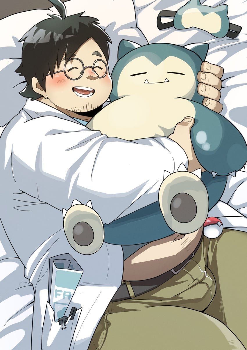snorlax and professor neroli (pokemon and 1 more) drawn by yuukiinu_(yuuuki_dogs)