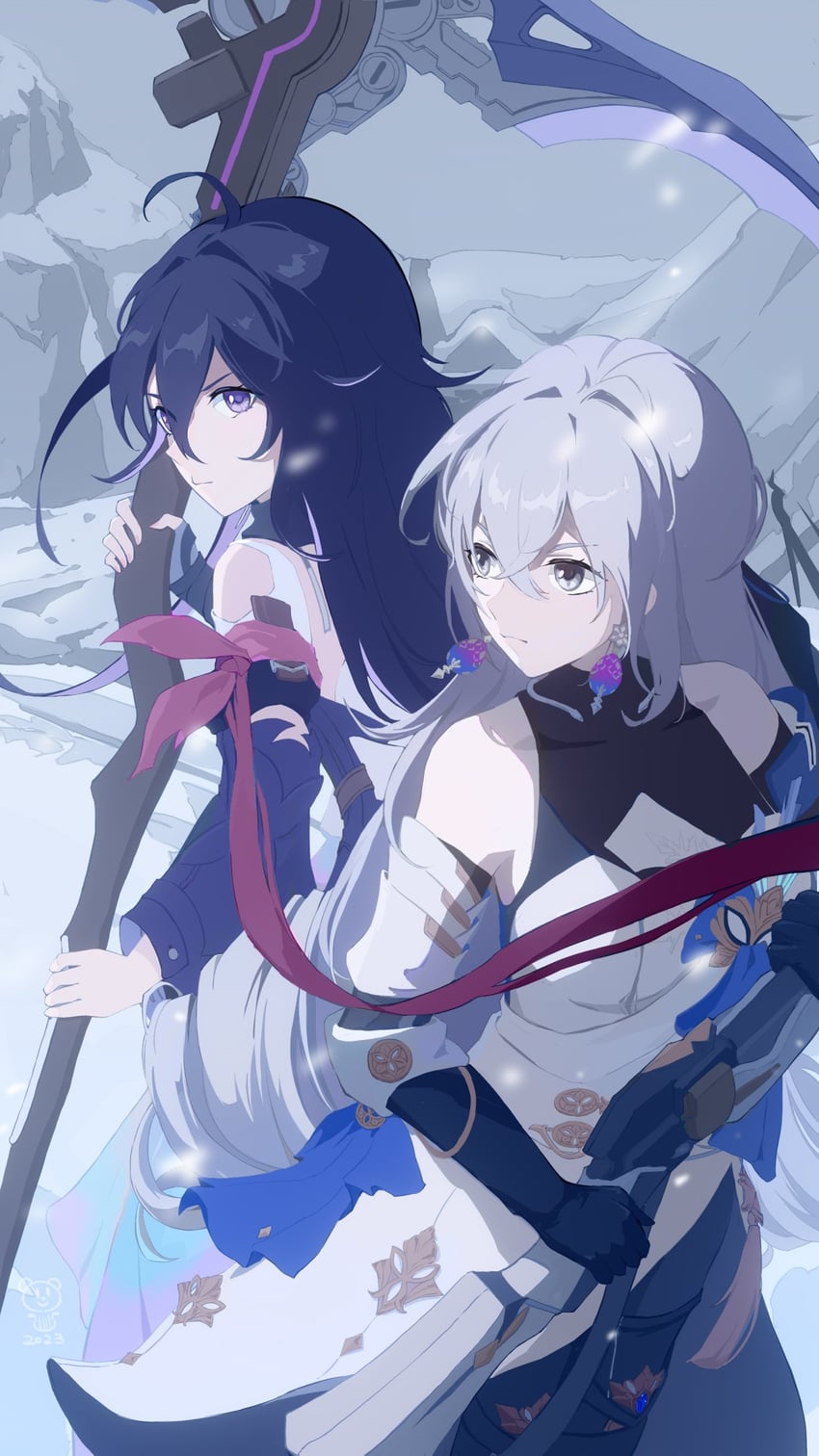 bronya rand and seele (honkai and 1 more) drawn by bear_minstrel