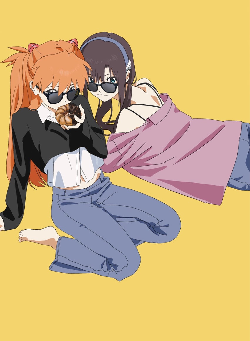 souryuu asuka langley and makinami mari illustrious (neon genesis evangelion) drawn by meccha_kubiitee
