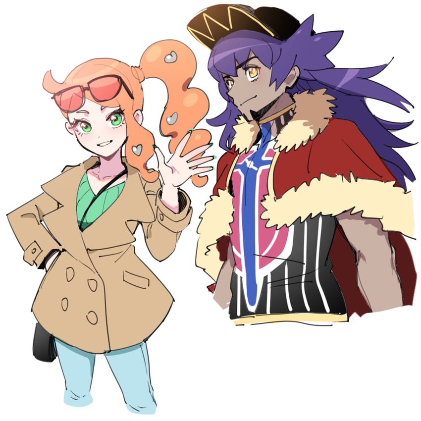 leon and sonia (pokemon and 1 more) drawn by dede_(qwea_00000)
