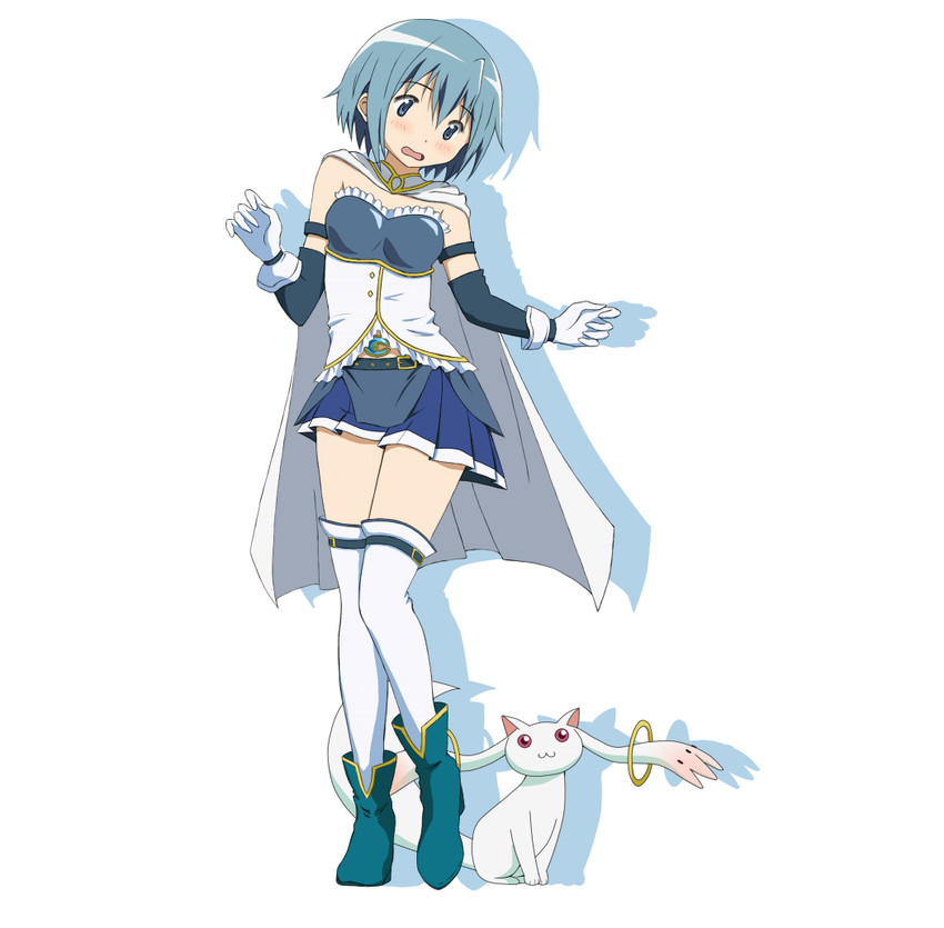 miki sayaka and kyubey (mahou shoujo madoka magica) drawn by rp_(necho)