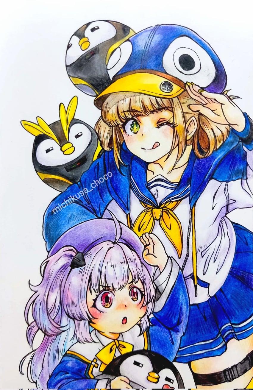 rei and novel (goddess of victory: nikke) drawn by michikusa_choco