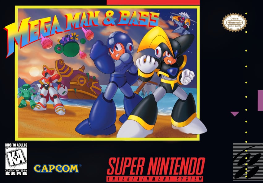 mega man, bass, tengu man, astro man, pirate man, and 1 more (mega man and 1 more) drawn by sprinqgueen