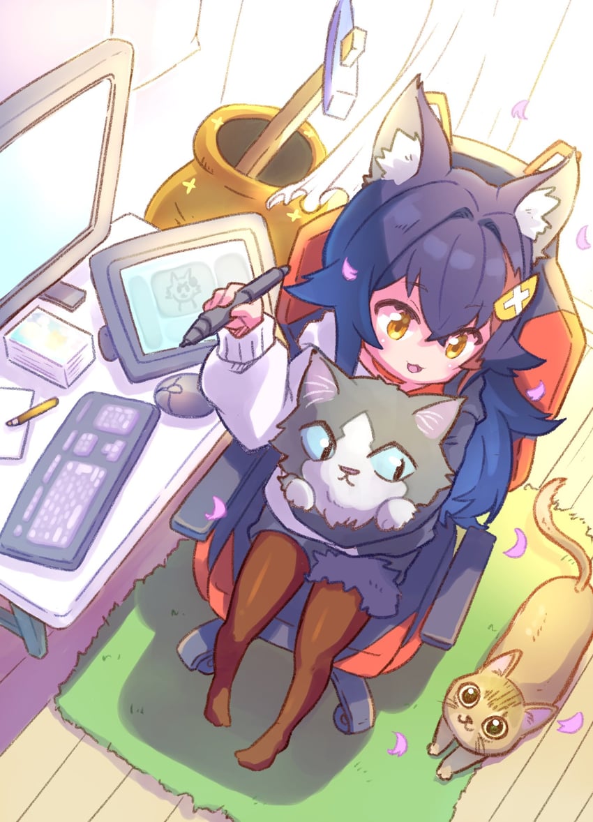 ookami mio, taiga, and tawa (hololive and 1 more) drawn by yunra665