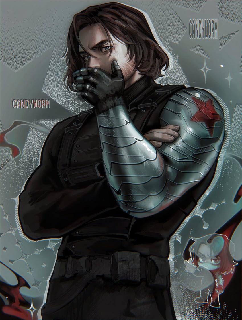 bucky barnes and winter soldier (marvel and 3 more) drawn by candywormm