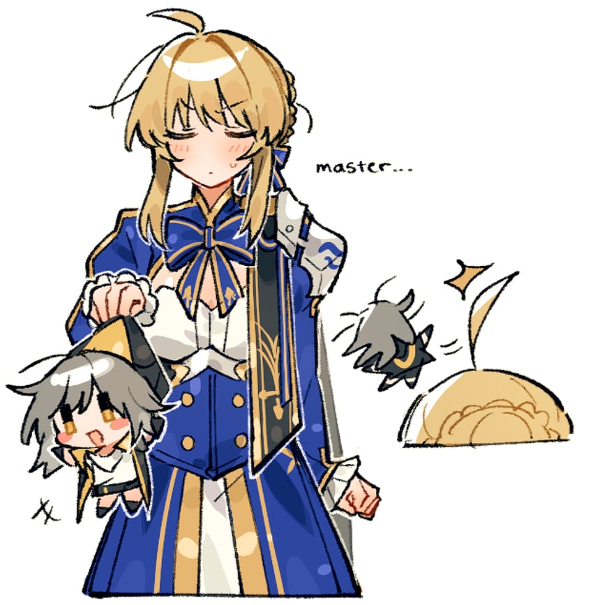 artoria pendragon, saber, trailblazer, and stelle (fate and 2 more) drawn by emne